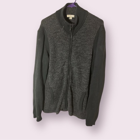 Calvin Klein Other - Calvin Klein Black Full Zip Front Rib Knit 100% Cotton Sweater Medium Vintage